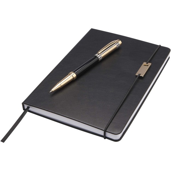 Legato A5 notebook and rollerball pen set (blue ink) - Black