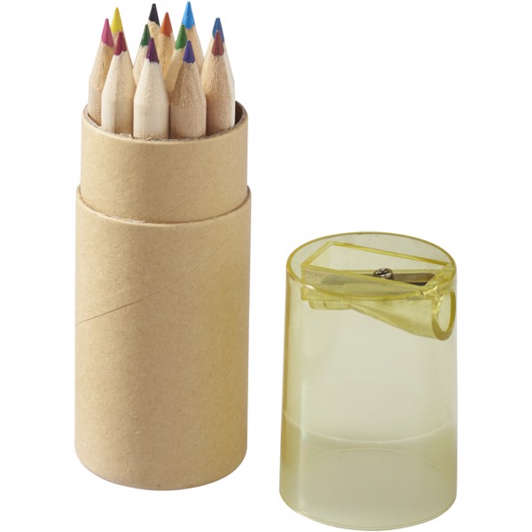 Hef 12-teiliges Buntstiftset mit Anspitzer - gelb