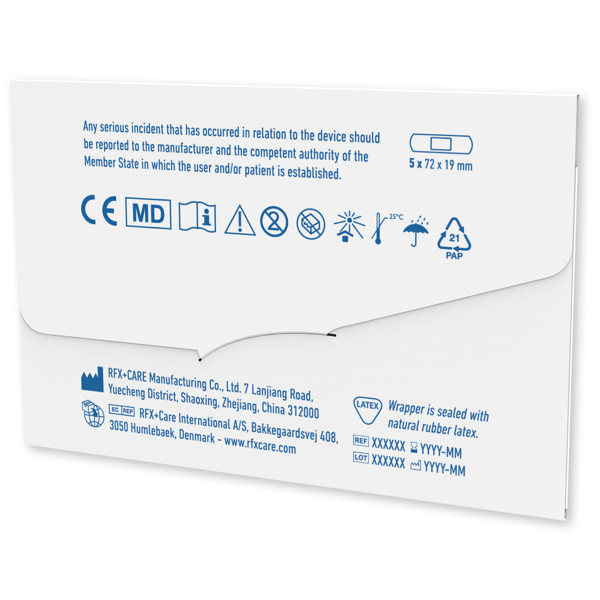 3-pieces plasters with full colour printed mini paper envelope - White