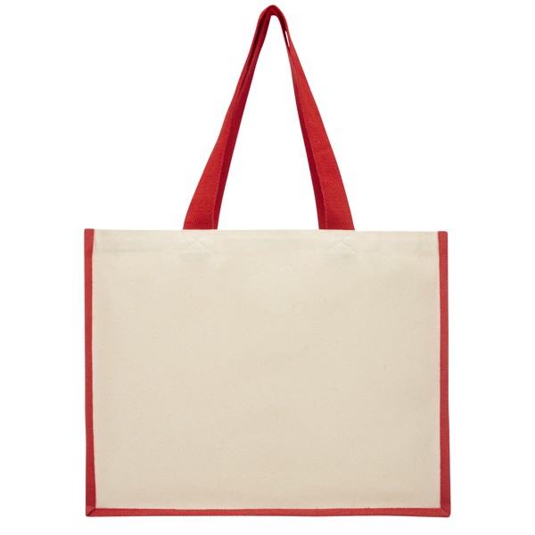 Varai 320 g/m² canvas and jute shopping tote bag 23L - Red