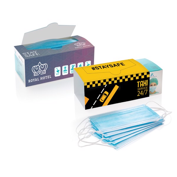 50 PCS. 3-ply disposable mask incl. customised sleeve