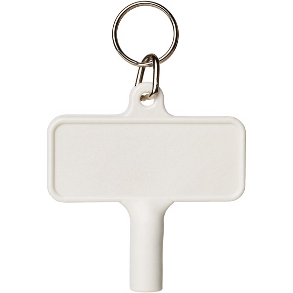 Largo plastic radiator key with keychain - White
