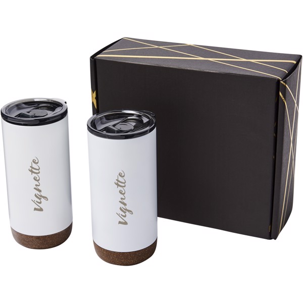 Set de regalo con vaso de cobre con aislamiento al vacío "Va - Blanco