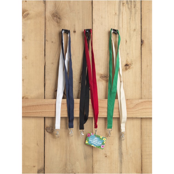 Dylan cotton lanyard with safety clip - White