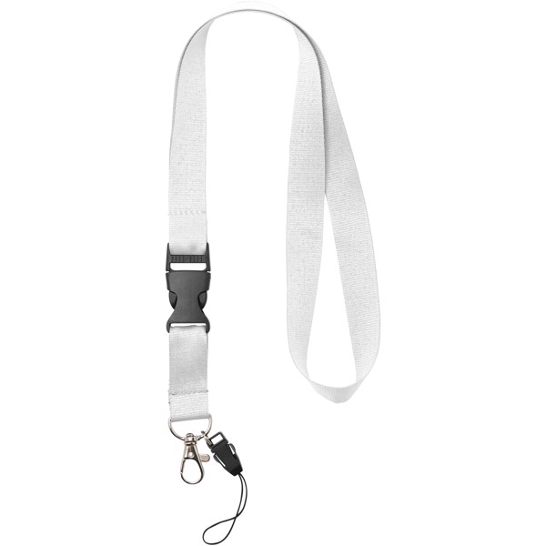 Sagan Lanyard mit abnehmbarer Schnalle und Handyband - weiss