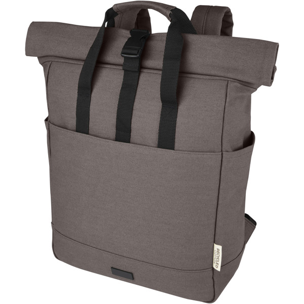 Joey 15” GRS recycled canvas rolltop laptop backpack 15L - Grey