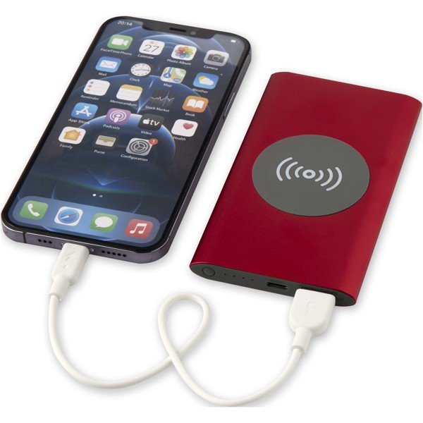 Juice 4000 mAh Type-C recycled aluminium wireless power bank - Red