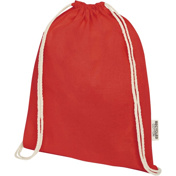 Oregon 140 g/m² GRS recycled cotton drawstring bag - Red