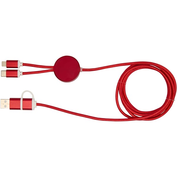 Alasia 5-in-1 recycled aluminium and plastic 150 cm data sync and 27W fast charge cable - Red