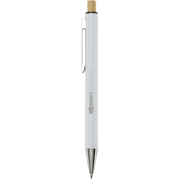 Cyrus recycled aluminium ballpoint pen (blue ink) - White