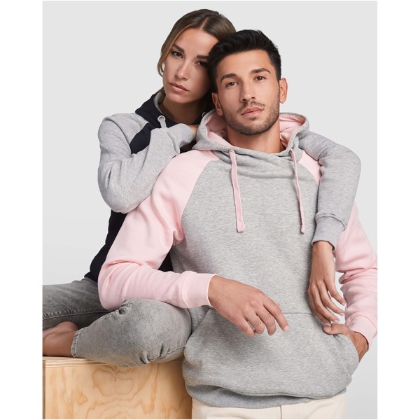 Badet unisex two-tone hoodie - Heather Grey / Garnet / 2XL