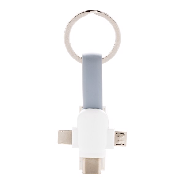 Klíčenka s kabelem 3 v 1 - Bílá / Šedá
