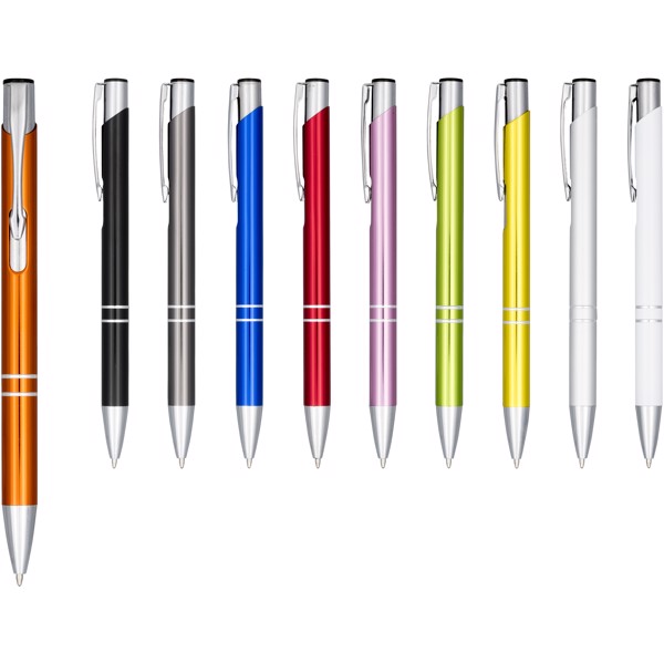 Moneta anodized aluminium click ballpoint pen (black ink) - White