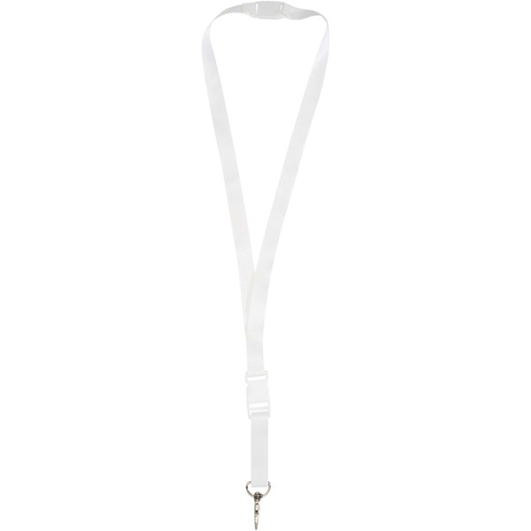 Balta recycled PET lanyard with safety breakaway and buckle - White / White / 15mm