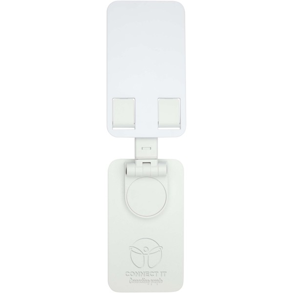 Alhena recycled plastic foldeable phone holder with metal desk stand - White