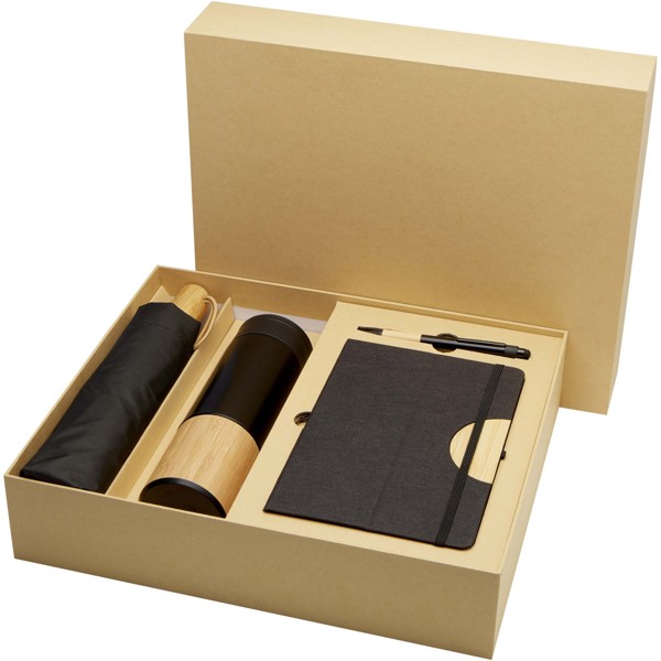 Laura A5 hard cover notebook and ballpoint pen gift set (black ink)
