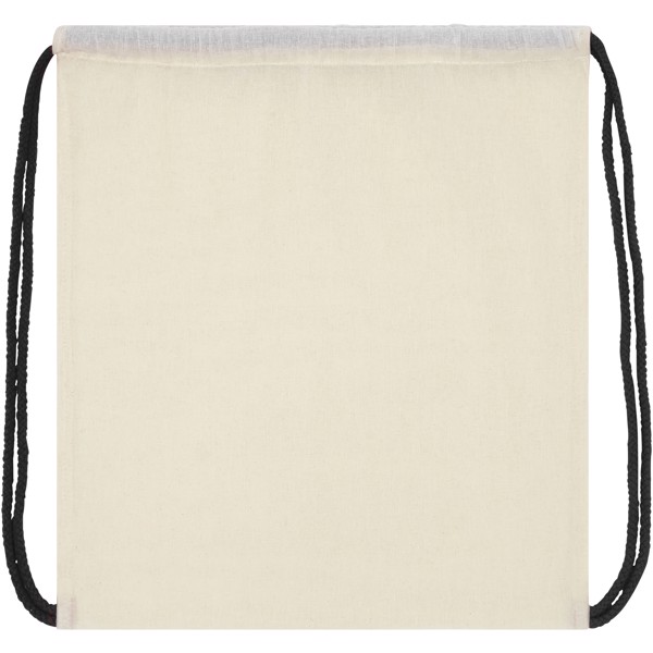 Oregon 100 g/m² cotton drawstring bag with coloured cords 5L - Natural / Solid Black