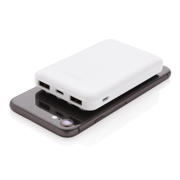 5.000 mAh wireless charging pocket powerbank - White