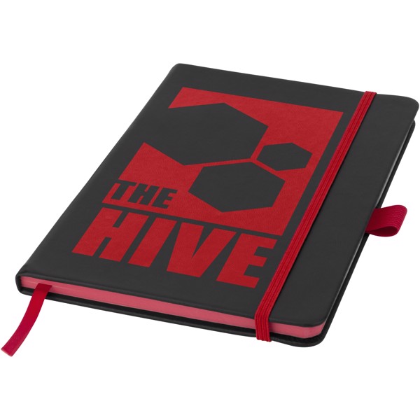 Colour-edge A5 hard cover notebook - Black / Red