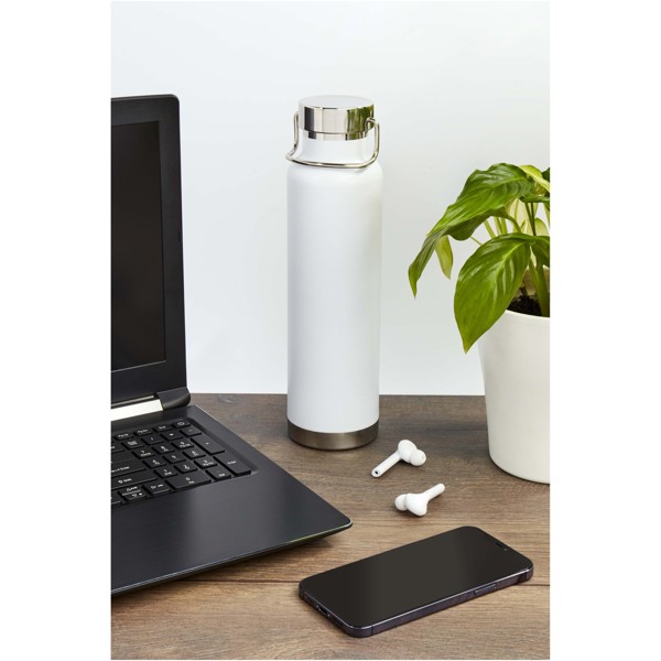 Thor 650 ml RCS recycled stainless steel copper vacuum insulated water bottle - White