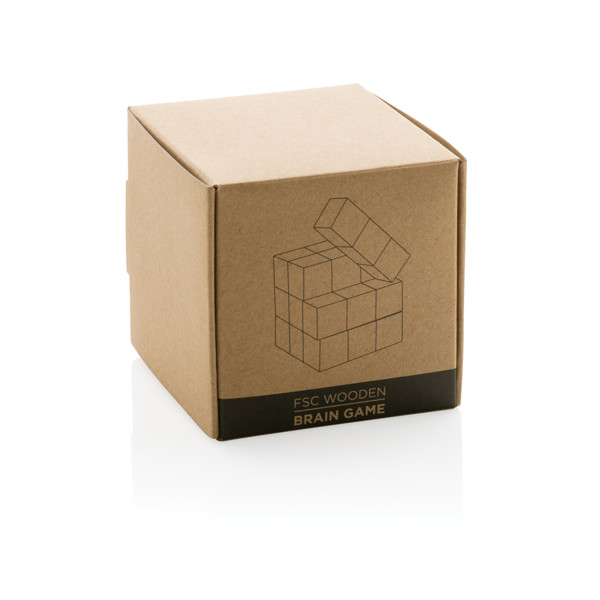 Dřevěný hlavolam v pytlíku