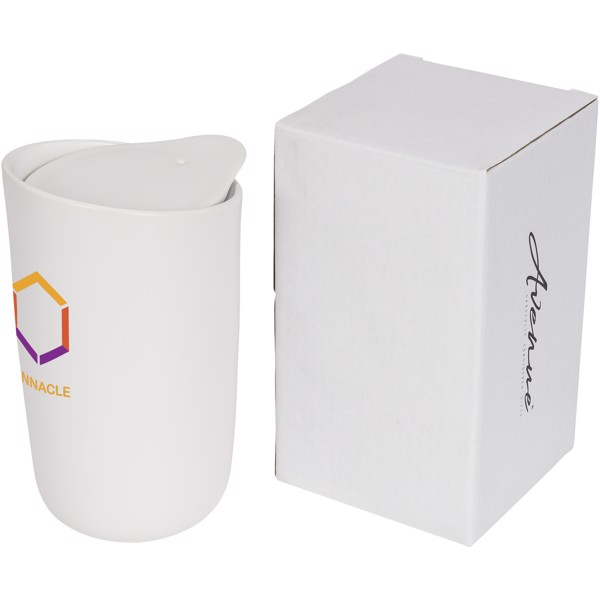 Vaso de cerámica de doble pared de 410 ml "Mysa" - Blanco