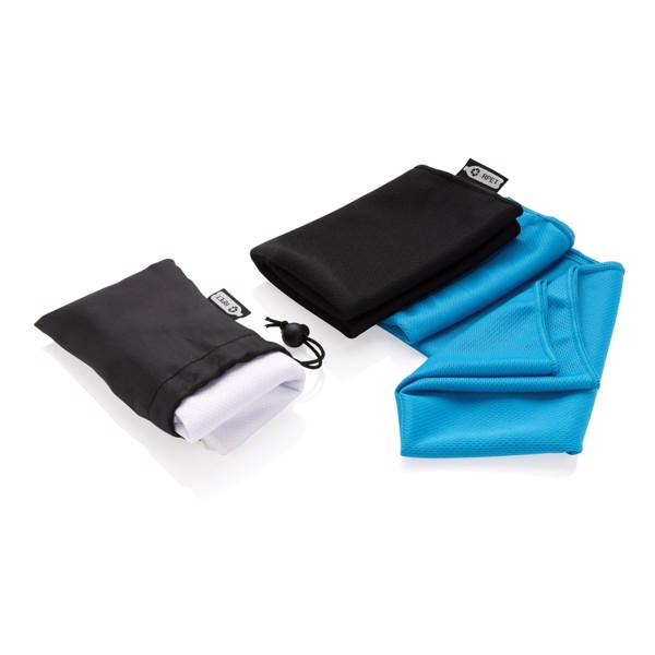 RPET sport towel in pouch - White