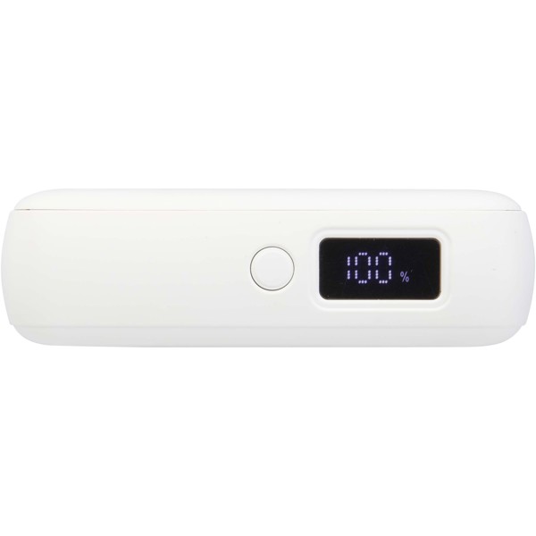 Acrux 10.000 mAh 35W tablet power bank with built in Type-C cable - made from recycled plastic - White