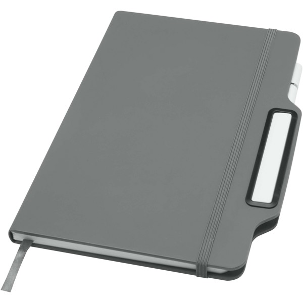 Nexus A5 hard cover notebook with pen and pencil combo (black ink) - Grey