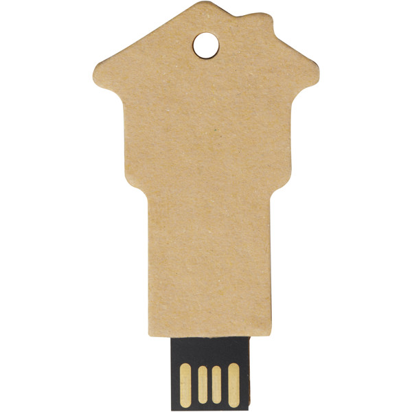 House-shaped recycled paper USB 2.0 - Kraft Brown / 1GB