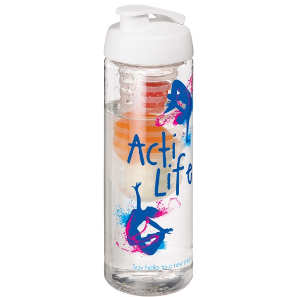H2O Active® Vibe Bidón e infusor con tapa Flip de 850 ml - Transparente / Blanco