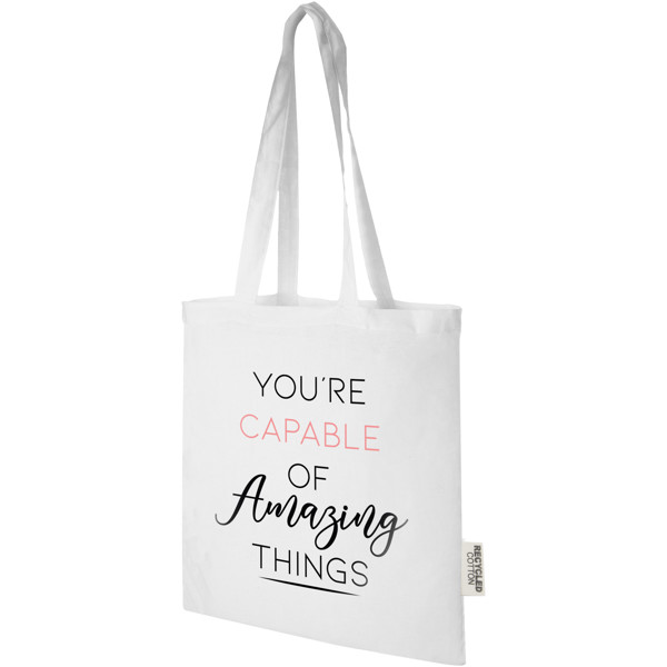 Madras 140 g/m2 GRS recycled cotton tote bag 7L - White
