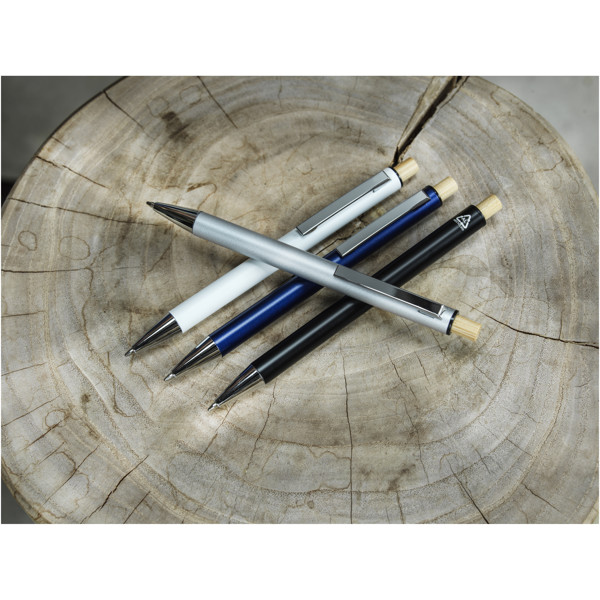 Cyrus recycled aluminium ballpoint pen (blue ink) - White