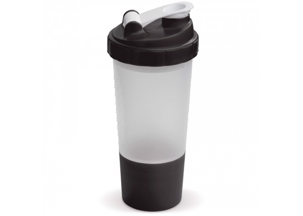 Shaker with compartment 500ml - Transparent Black
