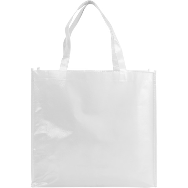 Bolsa Tote de compras no tejida laminada "Shiny" - Blanco