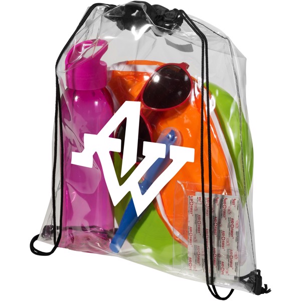 Lancaster transparent drawstring bag 5L - Solid Black / Transparent Clear