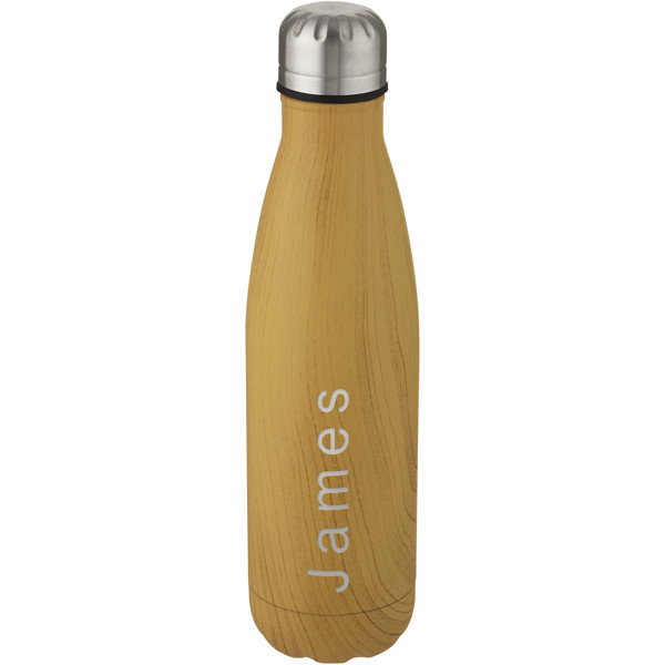 Cove 500 ml vacuum insulated stainless steel bottle with wood print - Heather Natural