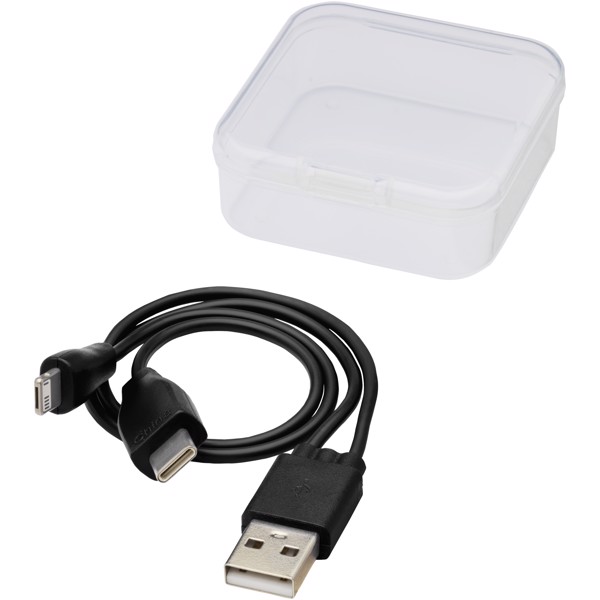 Cable de carga reversible 3 en 1 "Ario" - Negro intenso