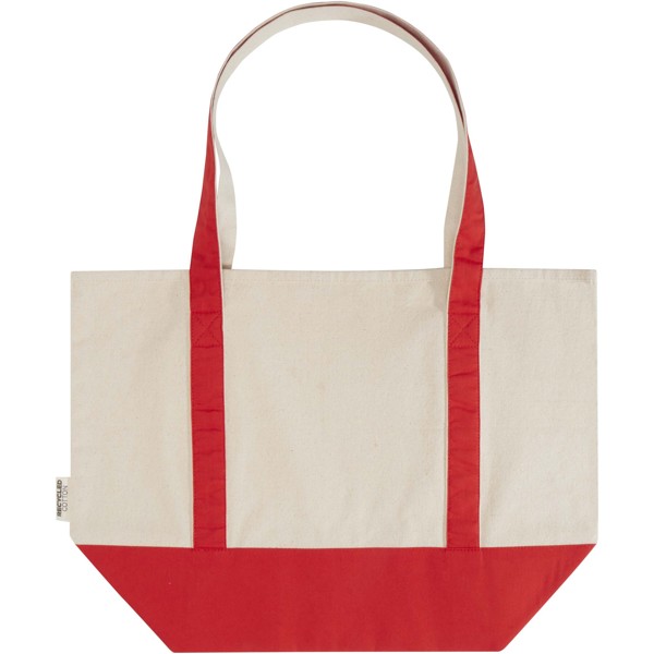 Sam 320 g/m² GRS recycled cotton tote bag - Red / Natural