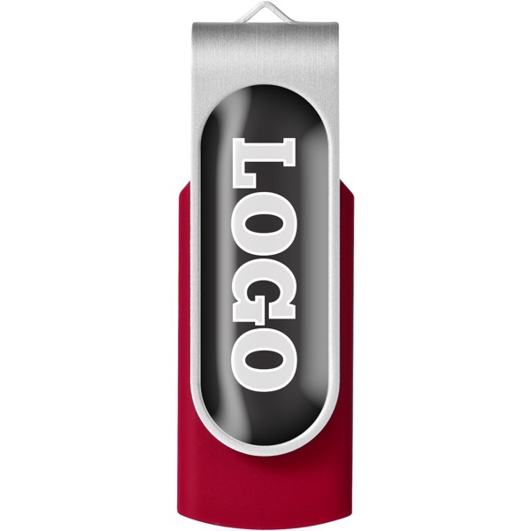 USB disk Rotate-doming, 2 GB - Červená s efektem námrazy / Stříbrný