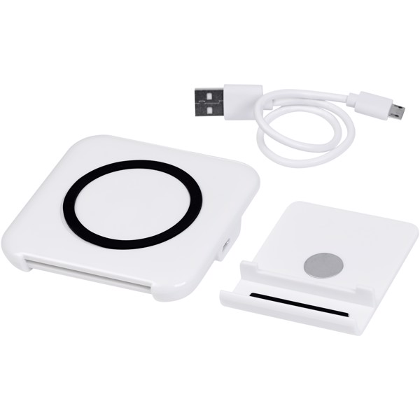 Catena wireless charging phone stand - White