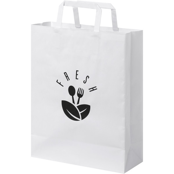 Kraft 80-90 g/m2 paper bag with flat handles - 25 x 11 x 32 cm - White