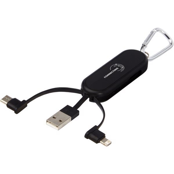 Cable de carga doble con mosquetón y retroiluminado por láser "Gleam"