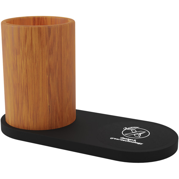 SCX.design W17 10W light-up logo wireless charging pad and bamboo pencil holder