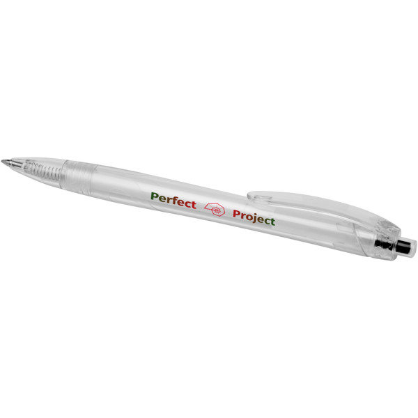 Honua recycled PET ballpoint pen (blue ink) - Solid Black / Transparent Clear