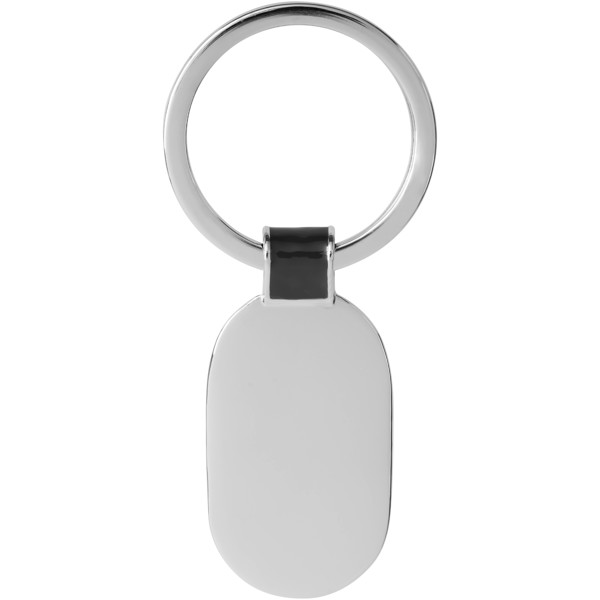 Barto oval keychain - Solid black / Silver