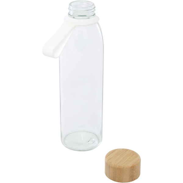 Porto 500 ml glass water bottle with silicone handle and bamboo lid - Transparent Clear