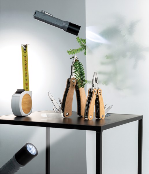 Bambusový svinovací metr - 5m/19mm - Bílá / Černá