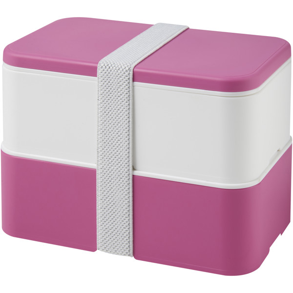 MIYO 700+700 ml double layer lunch box - Pink / White / White
