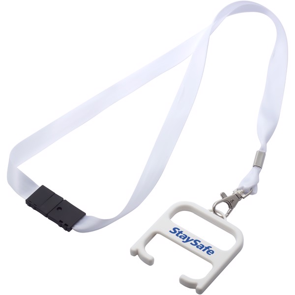 Hygiene handle with lanyard - White